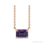 Sapphire Row Natural Emerald-Cut Gemstone Necklace - Amethyst, Rose Gold