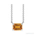 Sapphire Row Natural Emerald-Cut Gemstone Necklace - Citrine, White Gold