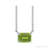 Sapphire Row Natural Emerald-Cut Gemstone Necklace - Peridot, White Gold