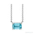 Sapphire Row Natural Emerald-Cut Gemstone Necklace - Blue Zircon, White Gold