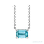 Sapphire Row Natural Emerald-Cut Gemstone Necklace - Blue Zircon, White Gold