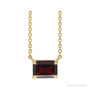 Sapphire Row Natural Emerald-Cut Gemstone Necklace - Red Garnet, Yellow Gold