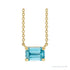Sapphire Row Natural Emerald-Cut Gemstone Necklace - Blue Zircon, Yellow Gold