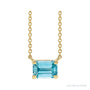 Sapphire Row Natural Emerald-Cut Gemstone Necklace - Blue Zircon, Yellow Gold