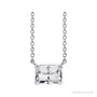 Sapphire Row Natural Emerald-Cut Gemstone Necklace - White Sapphire, Platinum