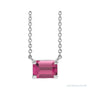 Sapphire Row Natural Emerald-Cut Gemstone Necklace - Pink Tourmaline, Platinum