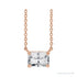 Sapphire Row Natural Emerald-Cut Gemstone Necklace - White Sapphire, Rose Gold