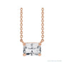 Sapphire Row Natural Emerald-Cut Gemstone Necklace - White Sapphire, Rose Gold