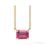 Sapphire Row Natural Emerald-Cut Gemstone Necklace - Pink Tourmaline, Yellow Gold