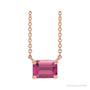 Sapphire Row Natural Emerald-Cut Gemstone Necklace - Pink Tourmaline, Rose Gold