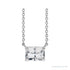 Sapphire Row Natural Emerald-Cut Gemstone Necklace - White Sapphire, White Gold