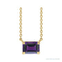 Sapphire Row Natural Emerald-Cut Gemstone Necklace - Amethyst, Yellow Gold