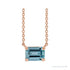 Sapphire Row Natural Emerald-Cut Gemstone Necklace - Aquamarine, Rose Gold