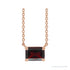 Sapphire Row Natural Emerald-Cut Gemstone Necklace - Red Garnet, Rose Gold