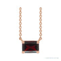 Sapphire Row Natural Emerald-Cut Gemstone Necklace - Red Garnet, Rose Gold