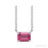 Sapphire Row Natural Emerald-Cut Gemstone Necklace - Pink Tourmaline, White Gold