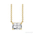 Sapphire Row Natural Emerald-Cut Gemstone Necklace - White Sapphire, Yellow Gold