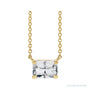 Sapphire Row Natural Emerald-Cut Gemstone Necklace - White Sapphire, Yellow Gold