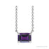 Sapphire Row Natural Emerald-Cut Gemstone Necklace - Amethyst, White Gold