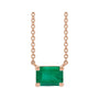 Sapphire Row Lab-Grown Emerald-Cut Gemstone Necklace - Emerald, Rose Gold