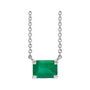 Sapphire Row Lab-Grown Emerald-Cut Gemstone Necklace - Emerald, White Gold