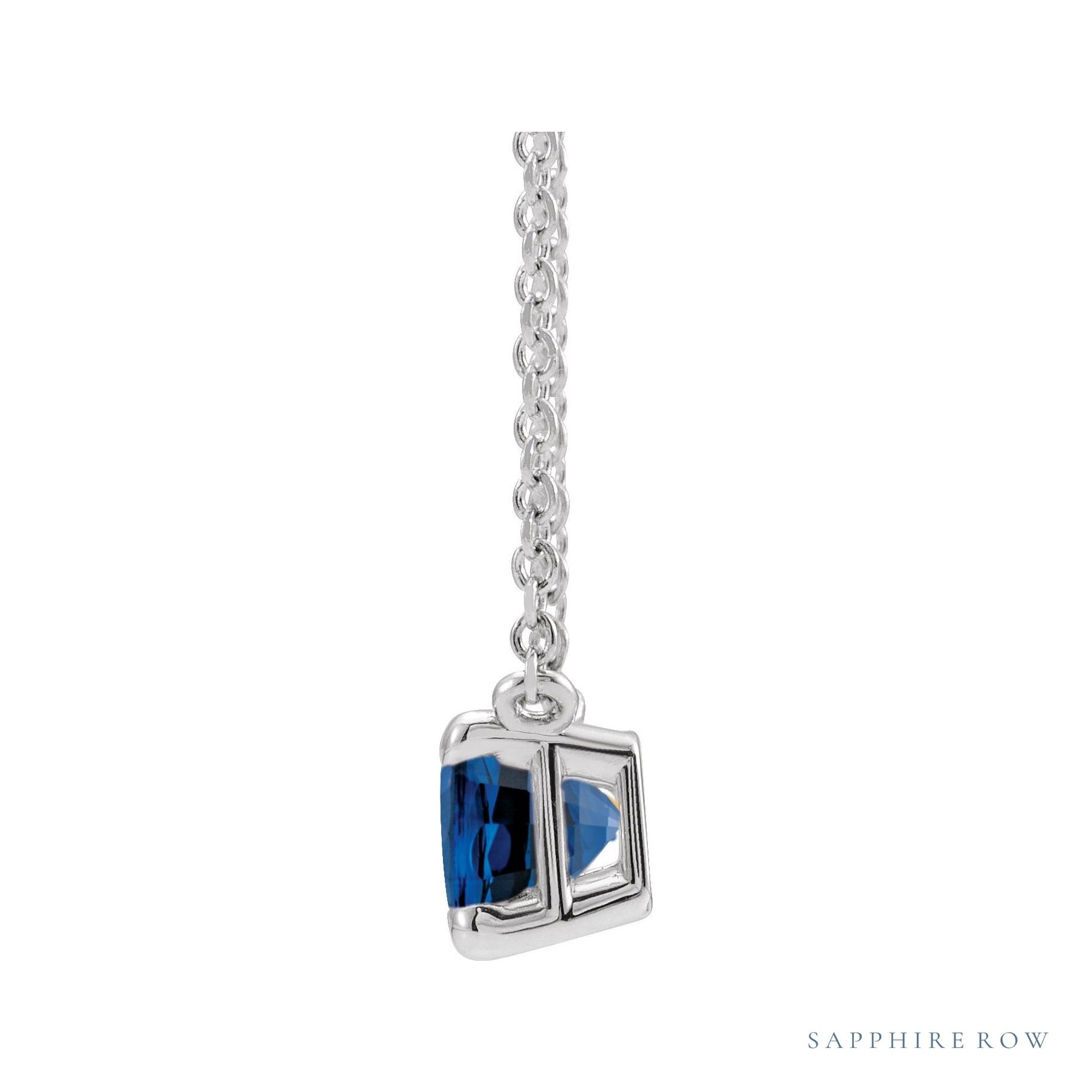 Sapphire Row Lab-Grown Emerald-Cut Gemstone Necklace - Blue Sapphire, Platinum (view 2)