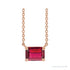 Sapphire Row Lab-Grown Emerald-Cut Gemstone Necklace - Ruby, Rose Gold