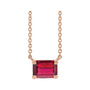 Sapphire Row Lab-Grown Emerald-Cut Gemstone Necklace - Ruby, Rose Gold