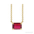 Sapphire Row Lab-Grown Emerald-Cut Gemstone Necklace - Ruby, Yellow Gold