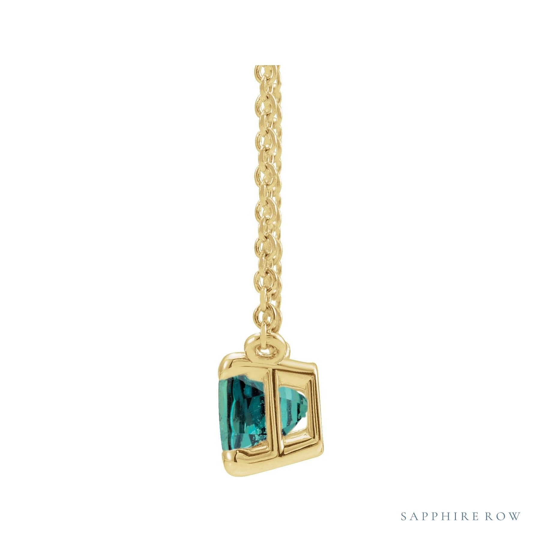 Sapphire Row Lab-Grown Emerald-Cut Gemstone Necklace - Alexandrite, Yellow Gold (view 2)