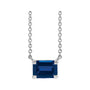Sapphire Row Lab-Grown Emerald-Cut Gemstone Necklace - Blue Sapphire, White Gold