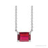 Sapphire Row Lab-Grown Emerald-Cut Gemstone Necklace - Ruby, Platinum