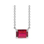 Sapphire Row Lab-Grown Emerald-Cut Gemstone Necklace - Ruby, Platinum