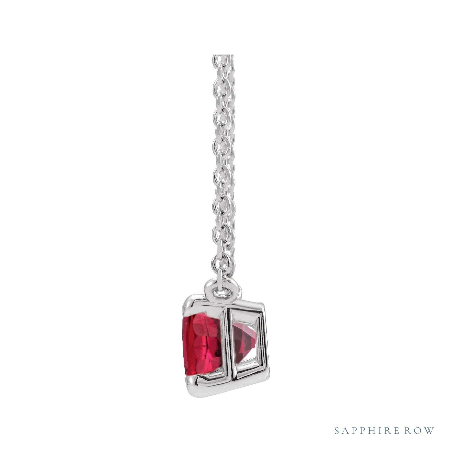Sapphire Row Lab-Grown Emerald-Cut Gemstone Necklace - Ruby, Platinum (view 2)