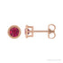 Sapphire Row Natural Bezel-Set Gemstone Studs - Ruby, Rose Gold