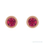 Sapphire Row Natural Bezel-Set Gemstone Studs - Ruby, Rose Gold (view 2)