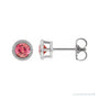 Sapphire Row Natural Bezel-Set Gemstone Studs - Pink Tourmaline, Platinum