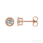 Sapphire Row Natural Bezel-Set Gemstone Studs - White Sapphire, Rose Gold