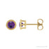 Sapphire Row Natural Bezel-Set Gemstone Studs - Amethyst, Yellow Gold