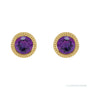 Sapphire Row Natural Bezel-Set Gemstone Studs - Amethyst, Yellow Gold (view 2)
