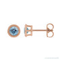 Sapphire Row Natural Bezel-Set Gemstone Studs - Aquamarine, Rose Gold