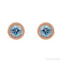 Sapphire Row Natural Bezel-Set Gemstone Studs - Aquamarine, Rose Gold (view 2)