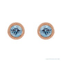 Sapphire Row Natural Bezel-Set Gemstone Studs - Aquamarine, Rose Gold (view 2)