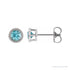 Sapphire Row Natural Bezel-Set Gemstone Studs - Blue Zircon, Platinum