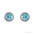 Sapphire Row Natural Bezel-Set Gemstone Studs - Blue Zircon, Platinum (view 2)