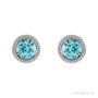 Sapphire Row Natural Bezel-Set Gemstone Studs - Blue Zircon, Platinum (view 2)