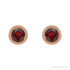 Sapphire Row Natural Bezel-Set Gemstone Studs - Red Garnet, Rose Gold (view 2)