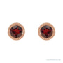 Sapphire Row Natural Bezel-Set Gemstone Studs - Red Garnet, Rose Gold (view 2)