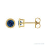 Sapphire Row Natural Bezel-Set Gemstone Studs - Blue Sapphire, Yellow Gold