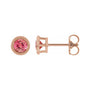 Sapphire Row Natural Bezel-Set Gemstone Studs - Pink Tourmaline, Rose Gold